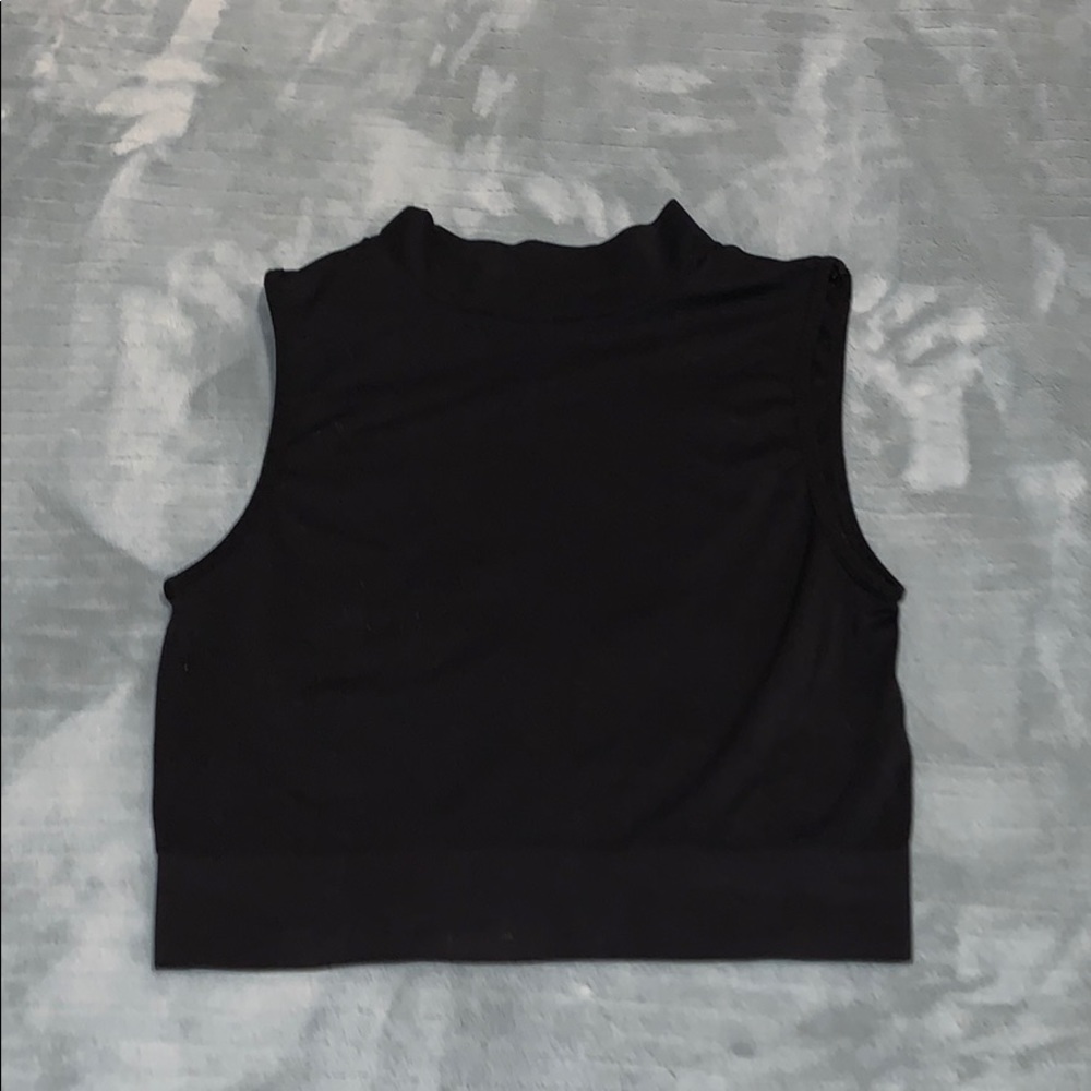 High Neck Open Back Cropped top.